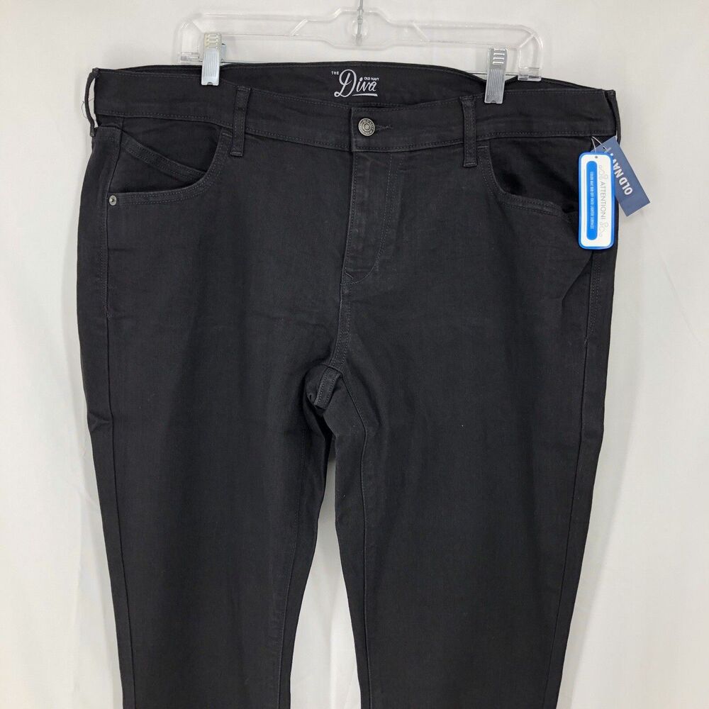 Old Navy The Diva Skinny Black Stretch Flex Denim Jeans 18 Long (41x34) NWT